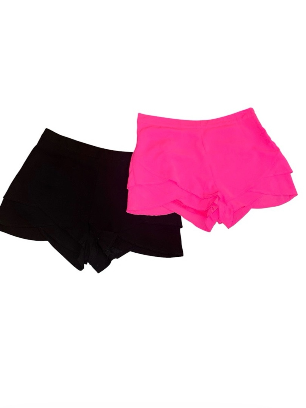 Addie Ruffle Layered  Shorts X’s 2 in Black and Hot Pink
